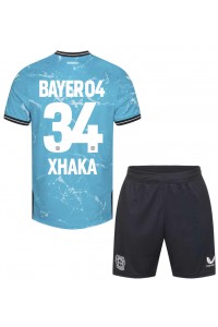 Fotbalové Dres Bayer Leverkusen Granit Xhaka #34 Dětské Třetí Oblečení 2023-24 Krátký Rukáv (+ trenýrky)